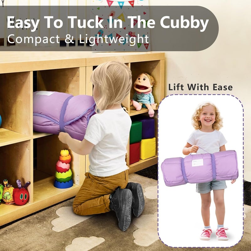 PRIMLECT Lightweight Toddler Nap Mat Perfect for Warm Sleepers, Portable Sleeping Bag with Removable Pillow and Fleece Blanket, Washable, Great for 3 Seasons, Daycare, Preschool, Boy and Girls - Image 3